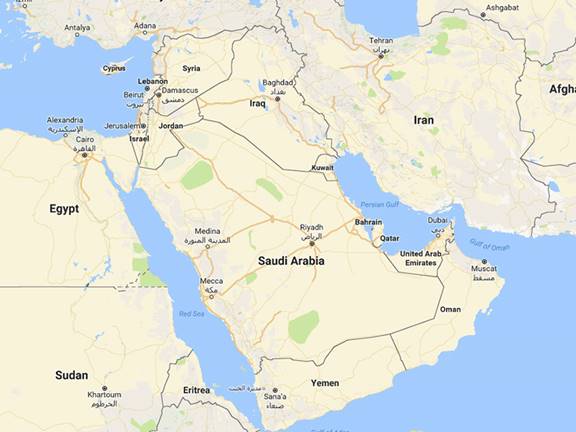 Map of the Middle East (Google Maps)
